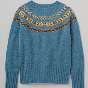 Toast Fair Isle Sweater Graphic Yoke in Mineral Blue size small